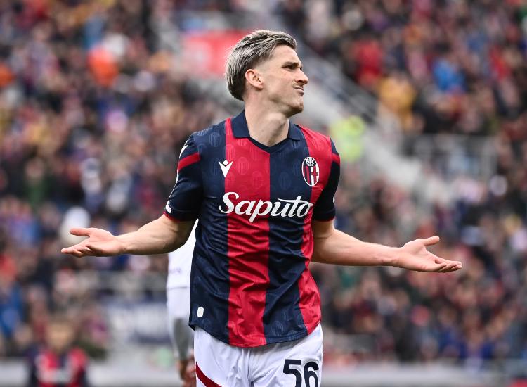 Alexis Saelemaekers con la maglia del Bologna - fonte Lapresse - wintesport-news.it